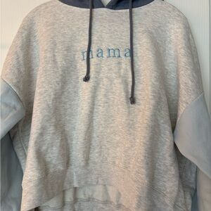 MV Sport Light Gray Hoodie with Blue "mama" Embroidery